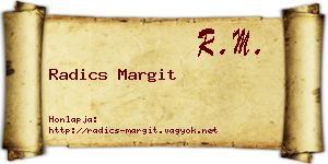 Radics Margit névjegykártya